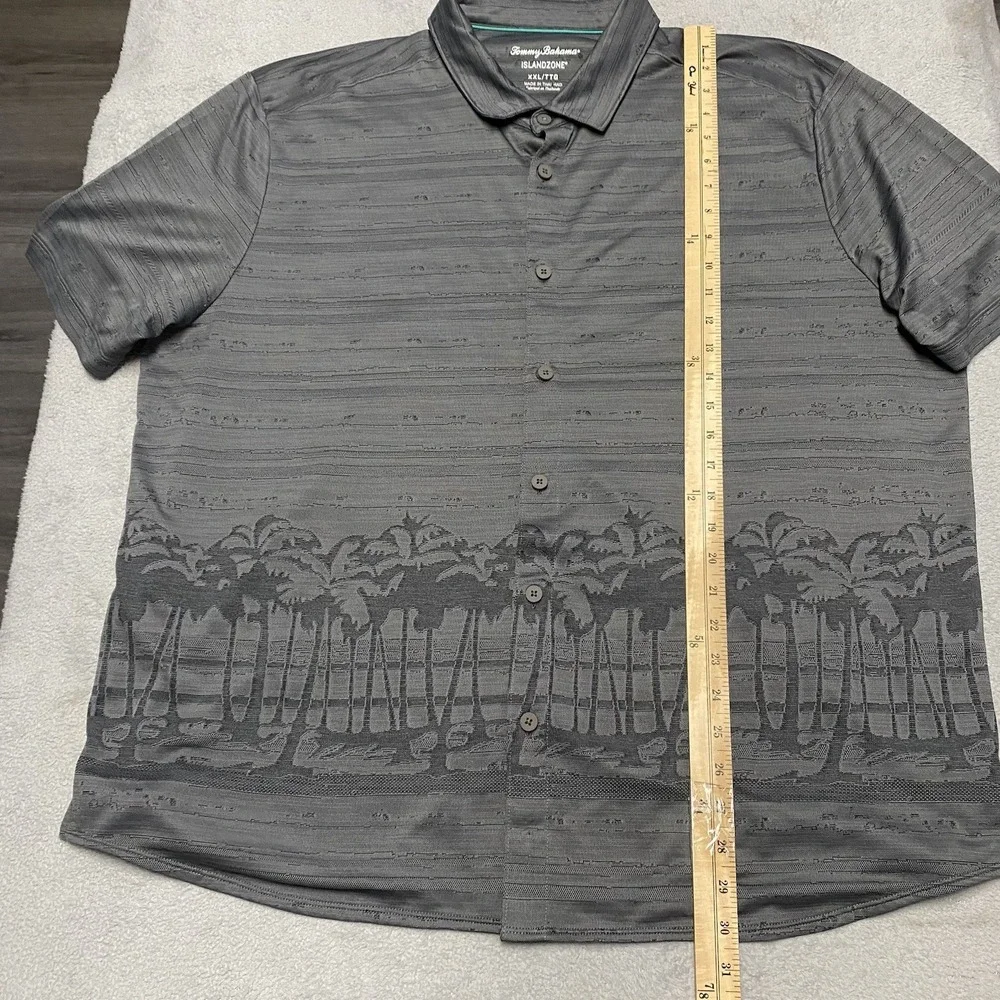 Tommy Bahama Island Zone Shirt Mens XXL Gray Button Up Palm Performance Beach